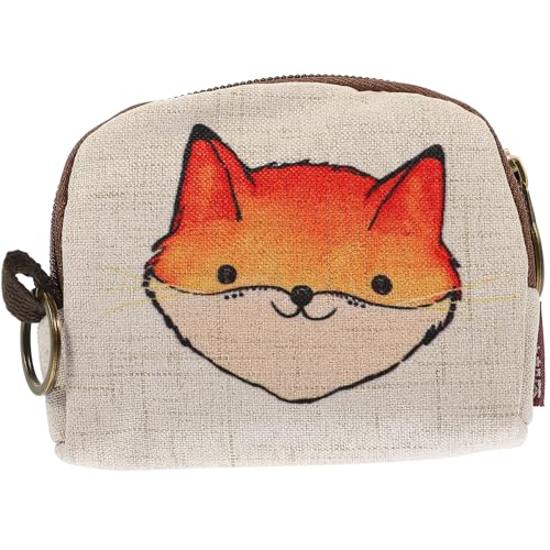 EXCEART Kleine GeldböRse Aus Leinen Mit Niedlichem Tiermotiv Fuchs, Mini-GeldböRse Mit ReißVerschluss FüR Wechselgeld Und SchlüSselaufbewahrung FüR Frauen Und MäDchen von EXCEART