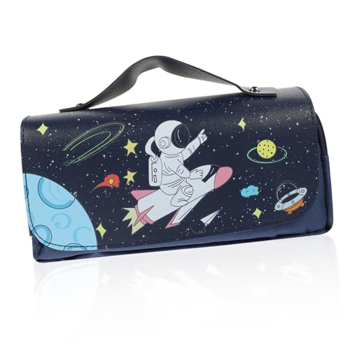 EXCEART Mäppchen Alte Bleistifttasche Tasche Für Büromaterial Lederbeutel Cartoon-Astronauten-stiftbeutel Make-up-bürotasche Bleistift Geldbörse Segeltuch Platz Kind Kosmetiktasche von EXCEART