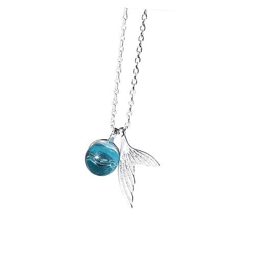 EXCEART Meerjungfrau Halskette Mit Tropfenanhänger Schmuck Kette Für Damen Farbstabil Elegantes Design Geschenkidee Für Freundinnen Und Mädchen von EXCEART