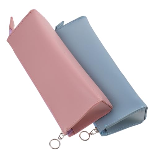 EXCEART Minimalistisches Federmäppchen Aus Pu-Leder mit Reißverschluss Schreibwaren-Set für Schüler Modische Make-up-Tasche für Jungen und Mädchen Silber von EXCEART