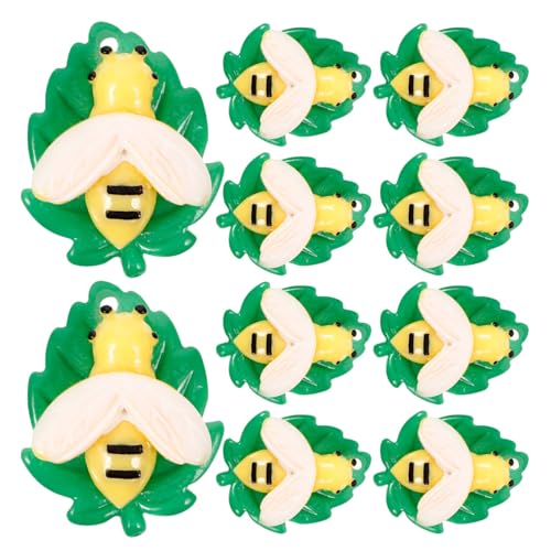 EXCEART Niedlicher Anhänger 10 Stück Bienenblatt-Anhänger Mini-Honigbienen-Anhänger Grüne Blätter Schmuckanhänger Für Ohrringe Armbänder von EXCEART