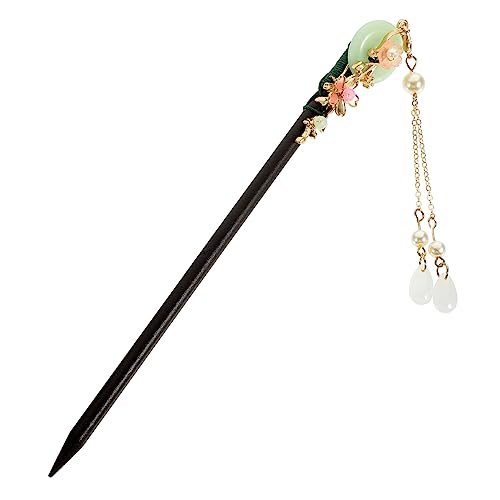 EXCEART Holz Haarnadel Mit Quaste Traditionelle Japanische Haaraccessoires FüR Hanfu Und Qipao Elegante Haarschmuck Mit Jadeverschluss von EXCEART