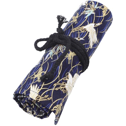EXCEART Rollkranich Stiftevorhang Stifteetui Ziehstifteetui Stiftetasche Schreibwarenset Stiftebecher Buntstifte Wickelstifte Taschen Retro Stiftehalter Deckel Markeretui Kulturbeutel von EXCEART
