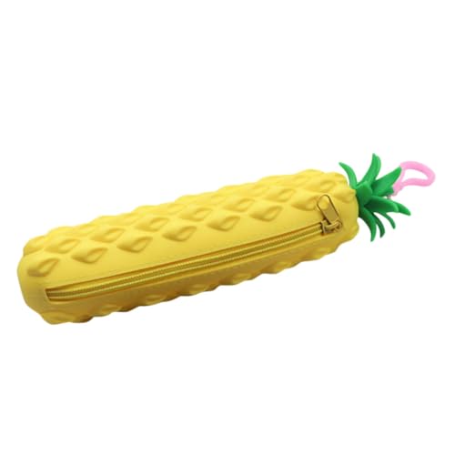 EXCEART Silicone Federmäppchen mit Ananas Design Großes Stifteetui Reißfest Waschbar Geräumiges Mäppchen für Schule Büro Studenten und Mädchen Praktischer Schreibwarenbeutel von EXCEART