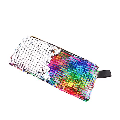 EXCEART Mäppchen Tragbare Make-Up-Tasche Doppelseitige Kulturtasche Glitzernde Make-Up-Tasche Glänzende Glitzertasche Bleistifttasche Glänzende Flip Pailletten Bleistiftbeutel von EXCEART