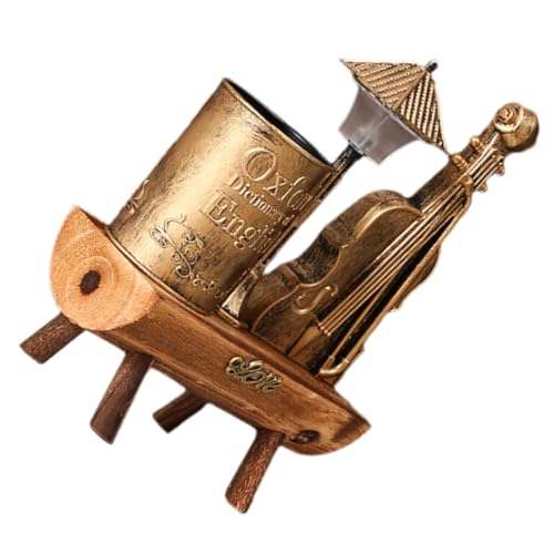 EXCEART Vintage Stifthalter Geigennachtlicht Stifthalter Für Violine Aufbewahrungsetui Für Stifte Desktop-geigenornament Eiffelturm-Statue Kunststifthalter Dekorative Lichter Kind Jahrgang von EXCEART