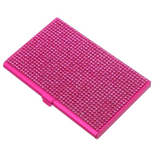EXCEART Visitenkartenetui Aluminiumlegierung Kartenhalter Visitenkartenhalter Valentinstagsgeschenk Geburtstagsgeschenk Kartenhalter für Visitenkarten Taschenkartenhalter Strasssteine Rosy von EXCEART