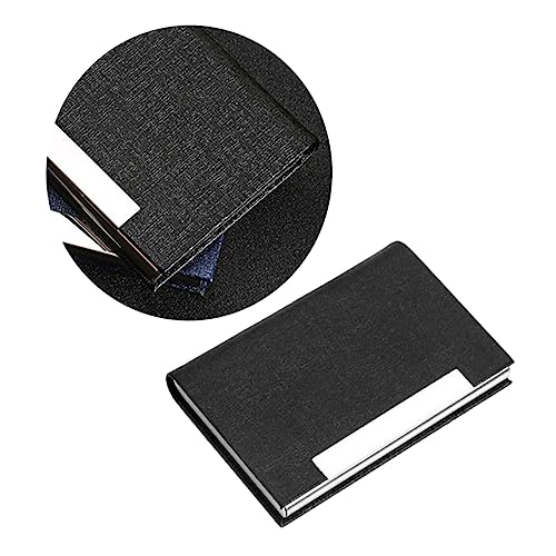 EXCEART Kartenhalter Aus Und Pu Visitenkartenhalter Business-etui Namensschild-Organizer Tragbares Etui Für Karten Und Ausweise Schwarz von EXCEART
