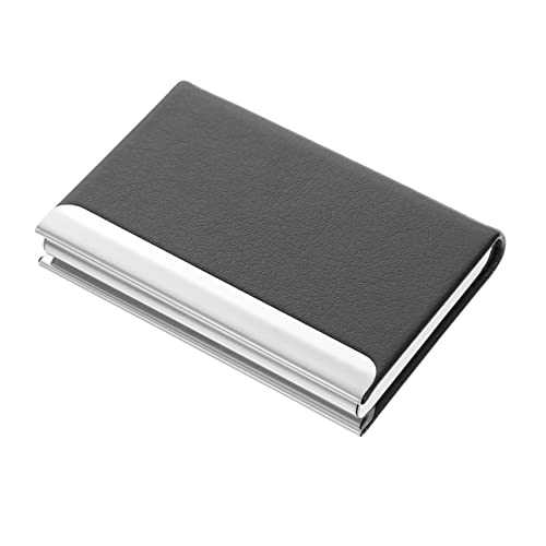 EXCEART Visitenkartenetui Aus Leder Und Edelstahl | Kreditkartenetui Mit RFID Schutz | Scheckkartenetui Für Damen Und Herren | Eleganter Kartenhalter Mit Band Und Fächern | Ideal Für von EXCEART
