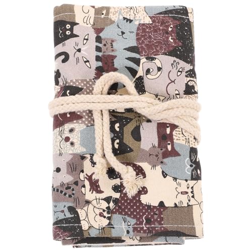 EXCEART Roll-up-federmäppchen Aus Canvas Aufbewahrungstasche Für Bleistifte Und Farbstifte Mit Kätzchenmustern Praktisch Und Langlebig von EXCEART