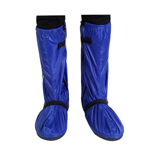 EXCEART wasserdichte Überschuhe aus Oxford Verstellbare Hohe Regen und Schneeschutzhülle mit Reflektor rutschfest für Damen und Herren für Outdoor Reisen Angeln Strand XXL Blau von EXCEART