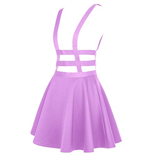 Damen A Linie Halloween Träger Minirock hosenträger Rock (XL, Lavander) von EXCHIC