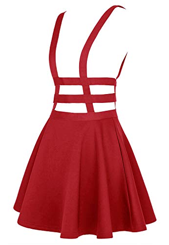 Damen A Linie Halloween Träger Minirock hosenträger Rock (XL, Rot) von EXCHIC