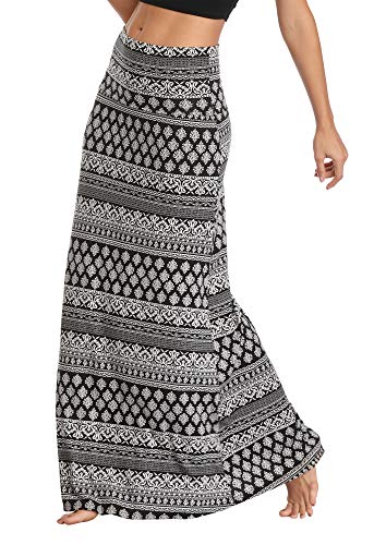 Damen Boho Lang Rock Weicher Dehnbarer Maxirock (L, 1) von EXCHIC