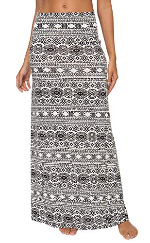 Damen Boho Lang Rock Weicher Dehnbarer Maxirock (L, 8) von EXCHIC