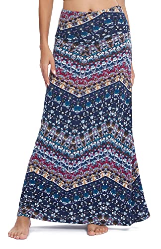 Damen Boho Lang Rock Weicher Dehnbarer Maxirock (S, 16) von EXCHIC