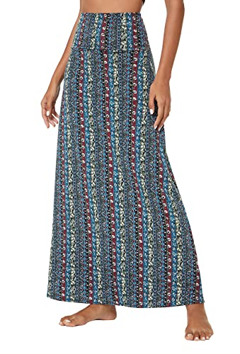 Damen Boho Lang Rock Weicher Dehnbarer Maxirock (XXL, 17) von EXCHIC