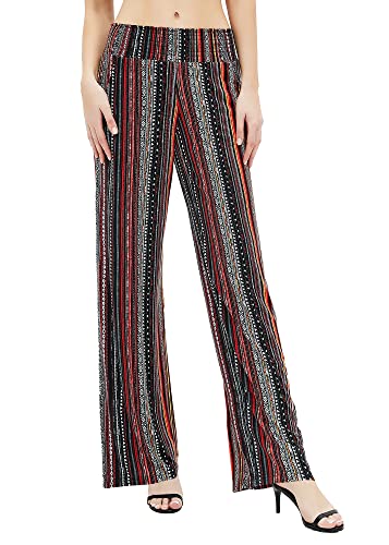 EXCHIC Damen Boho Gerade Beine Elastische Taille Palazzo Hose Freizeit Leichtes Yoga Loungehose mit Taschen(M, Series 2#20) von EXCHIC