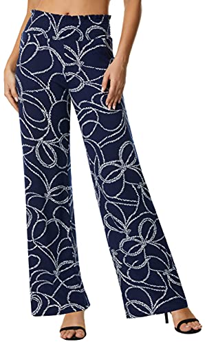 EXCHIC Damen Boho Gerade Beine Elastische Taille Palazzo Hose Freizeit Leichtes Yoga Loungehose mit Taschen (XXL, Series 2#15) von EXCHIC