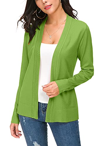 EXCHIC Damen Elegant Langarm Elastisch Strickjacke Cardigan Casual Leicht V-Ausschnitt Gestrickt Blazer (S, Olive) von EXCHIC