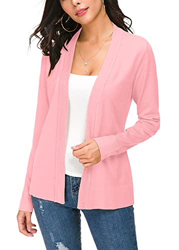 EXCHIC Damen Langarm Damen Casual Strickmantel Leicht Strickjacke (XXL, Rosa) von EXCHIC