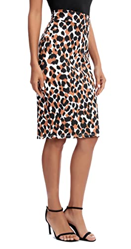 EXCHIC Damen Solide tailliert Rocke Elastisch Hohe Taille Mittlere Länge Rocke (#3, S) von EXCHIC