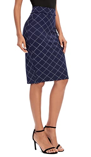 EXCHIC Damen Solide tailliert Rocke Elastisch Hohe Taille Mittlere Länge Rocke (#5, XXL) von EXCHIC