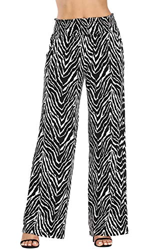 EXCHIC Damen Boho Gerade Beine Elastische Taille Palazzo Hose Freizeit Leichtes Yoga Loungehose mit Taschen (XXL, Series 2#11) von EXCHIC