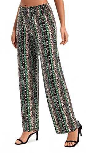 EXCHIC Damen Boho Gerade Beine Elastische Taille Palazzo Hose Freizeit Leichtes Yoga Loungehose mit Taschen (XXL, Series 2#18) von EXCHIC