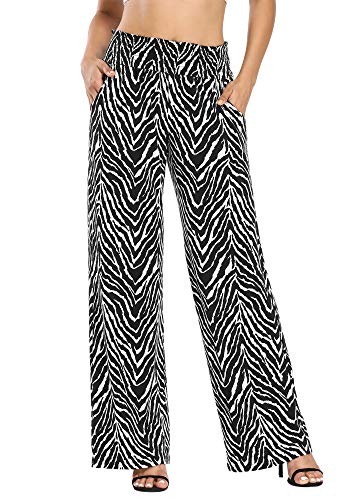 EXCHIC Lässige Palazzo Lounge-Hose für Damen, weites Bein, Blumendruck, dehnbar, Boho-Hose, 11, XX-Large von EXCHIC