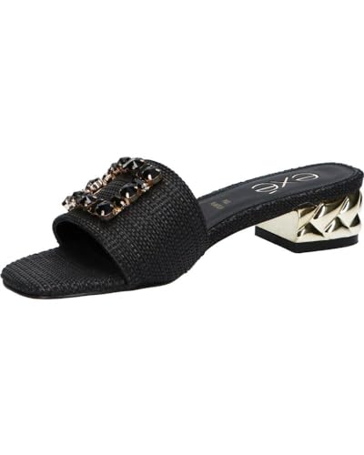 EXE Sandalen für Damen KATY-257 RAFFIA BLACK Schuhgröße 41 EU von EXE