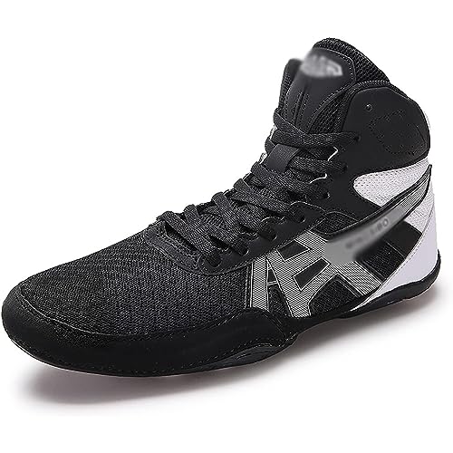 EXECAB Unisex-Gewichtheberschuhe, Boxstiefel, Squat-Schuhe, High-Top-Boxschuhe, Wrestling-Schuhe, Turnschuhe, multifunktionale Gymnastikschuhe,Schwarz,42 von EXECAB