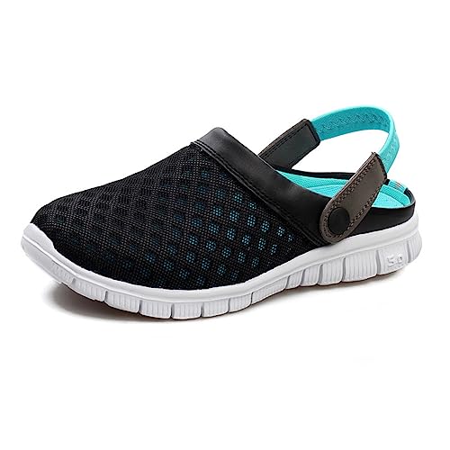 Sandalen Mesh Slip-On Schuhe für Unisex Herren Damen Hausschuhe Anti-Rutsch Strand Wandern Sommer Stillschuhe Atmungsaktiv,Schwarz,43 von EXECAB
