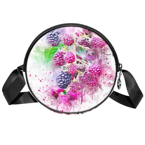 EXEND Umhängetasche Früchte-Beeren-Muster Messenger Bags Runde Umhängetasche für Damen Damen Mädchen von EXEND