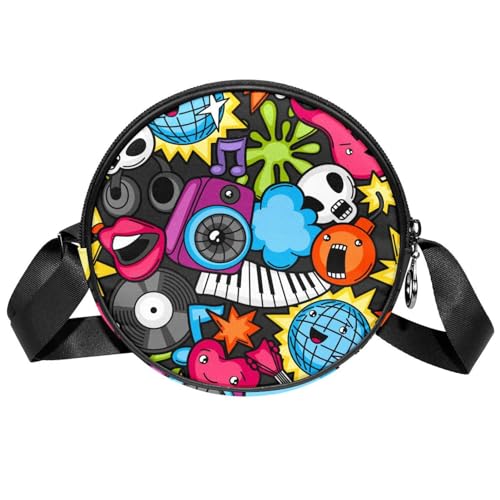 EXEND Umhängetasche Musik-Muster Messenger Bags Runde Umhängetasche für Damen Damen Mädchen von EXEND