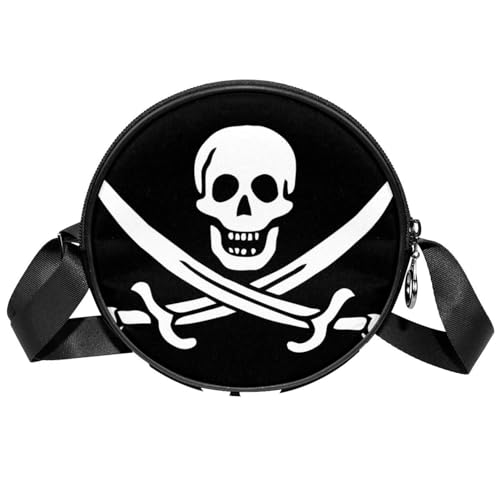 EXEND Umhängetasche Piraten-Totenkopf Messenger Bags Runde Umhängetasche für Damen Damen Mädchen von EXEND