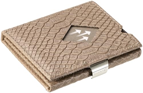 EXENTRI Dreifach gefaltete Geldbörse aus Leder – RFID-blockierend mit Edelstahl-Verriegelungsclip, Wüste Kobra, Einheitsgröße, Trifold Walet mit RFID-Schutz von EXENTRI