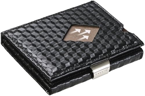 EXENTRI Leder Dreifachgefaltete Brieftasche - RFID-Schutz mit Verschlussclip aus Edelstahl von EXENTRI