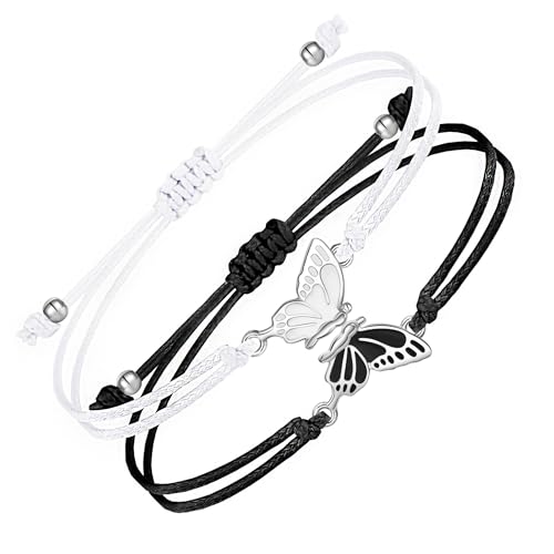 EXGOX Damen Armbänder Silber,2 Matching Freundschaft Bangle Pärchen Handgemachte Strang Freundschaftsarmbänder Mode Damen Armreifen Schmuck von EXGOX