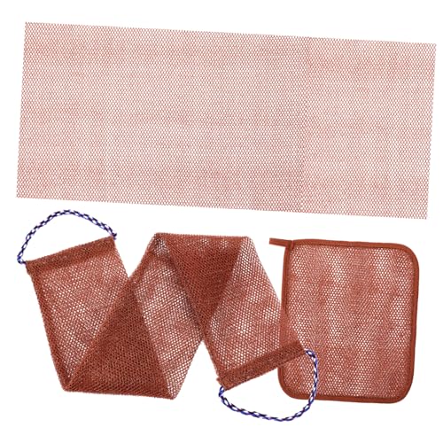 EXHUMKY 1 Satz Badetuch Peeling-handschuh Rückenwaschband Taube Körperwäscher Trockener Pinsel Pflege Reinigung Rückwaschwäscher Porenreiniger Luffa-riemen Badehandtücher Netz Brown Nylon von EXHUMKY