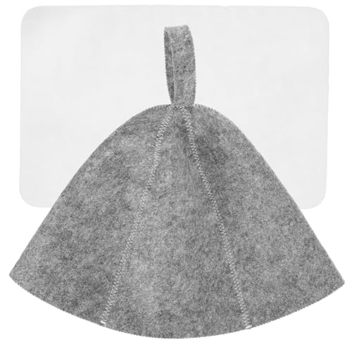 EXHUMKY 1 Satz Saunahut Set aus Dickem Filz Atmungsaktiver und Wasserabsorbierender Sauna Hut für Damen und Herren Praktische Kopfbedeckung für Saunaerlebnis Teiliges Weißer Untersetzer von EXHUMKY