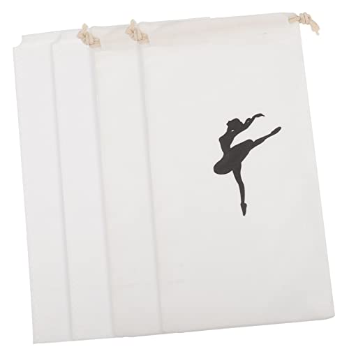 EXHUMKY 4 Stück Ballettschuh Aufbewahrungstaschen mit Kordelzug Waschbare Tanzschuh Beutel für Ballettschuhe und Accessoires Praktische Schuhtaschen für Mädchen von EXHUMKY
