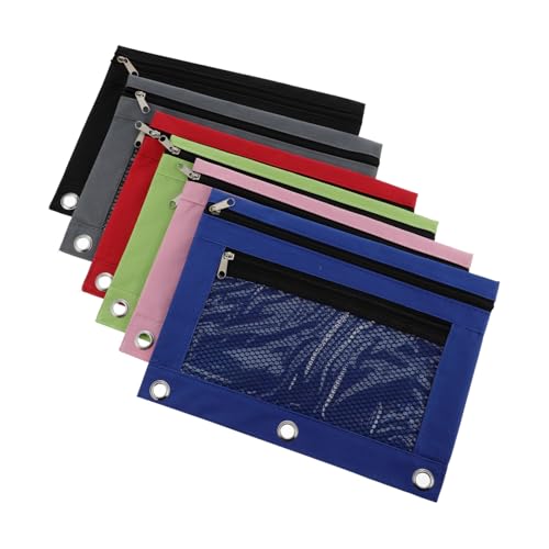 EXHUMKY 6 Stück Teiliges Federmäppchen Netzfenster Oxford Reißverschluss Vielseitige Stifttasche für Schule Büro und Organizer Passend für Ringordner und Rucksack von EXHUMKY