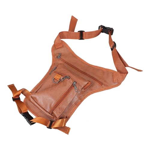 EXHUMKY Sportliche Umhängetasche Für Herren Multifunktionale Pu-Bein Und Hüfttasche Für Outdoor-aktivitäten Zum Radfahren Wandern Und Camping Tiefbraun Mit Ausreichend Stauraum von EXHUMKY