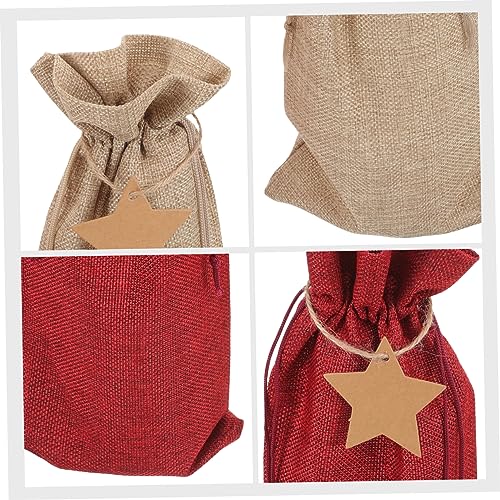 EXHUMKY Teiliges Grobe Jutebeutel für Weinflaschen mit Zugband Wiederverwendbare Flaschentaschen Weinrot und Natur Schützende Tragetaschen für Rotwein Whiskey Bier als Geschenkverpackung von EXHUMKY