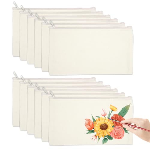 EXIN DEHCEN 10 Stück DIY Blanko Stoffbeutel, Blanko Federmäppchen Klein, Stoffbeutel Zum Bemalen, Blanko Taschen Zum Bemalen, DIY Blanko Makeup Tasche Reise Kulturbeutel, 21 x 12 cm EXIN DEHCEN 10 Stück DIY Blanko Stoffbeutel, Blanko Federmäppchen Klein, Stoffbeutel Zum Bemalen, Blanko Taschen Zum Bemalen, DIY Blanko Makeup Tasche Reise Kulturbeutel, 21 x 12 cm von EXIN DEHCEN