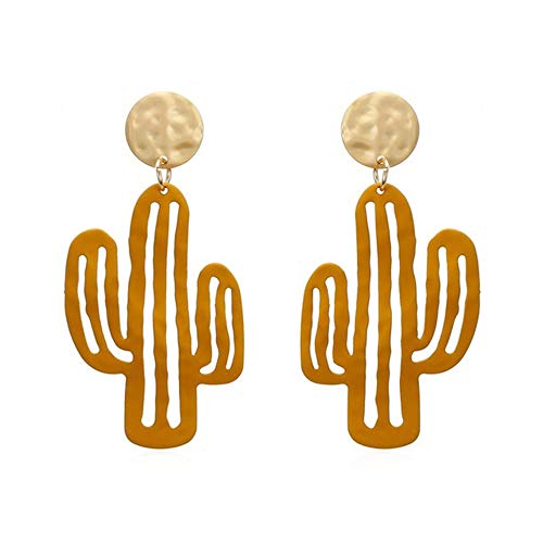 EXINOX Grüne Kaktus-Ohrringe | Damen | Wüste Kaktus Gold gelb von EXINOX