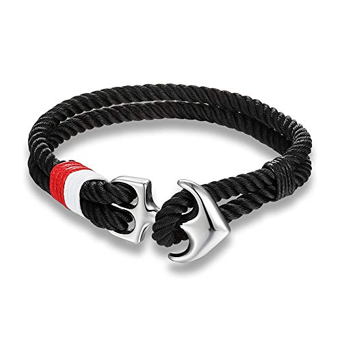 Exinox Nautisches Anker-Armband für Damen und Herren, Edelstahl, glänzend, Ozean-Stil, Edelstahl von EXINOX