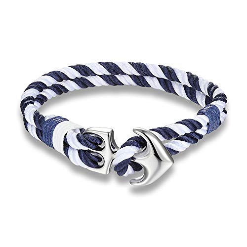 EXINOX Armband mit Anker, für Herren und Damen, Edelstahl, Marineblau, One Size, Edelstahl von EXINOX