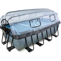 EXIT Frame Pool 4x2x1.22m (12v Sandfilter) – Grau + Sonnendach von EXIT Toys